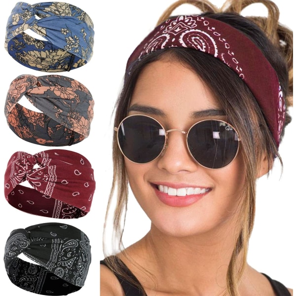 Boho hårband, elastiskt turbanhårband knutet hårband Ha