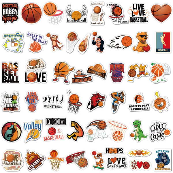 100 Pack Basketball Graffiti Stickers - Morsomme Basketball Fan Vin