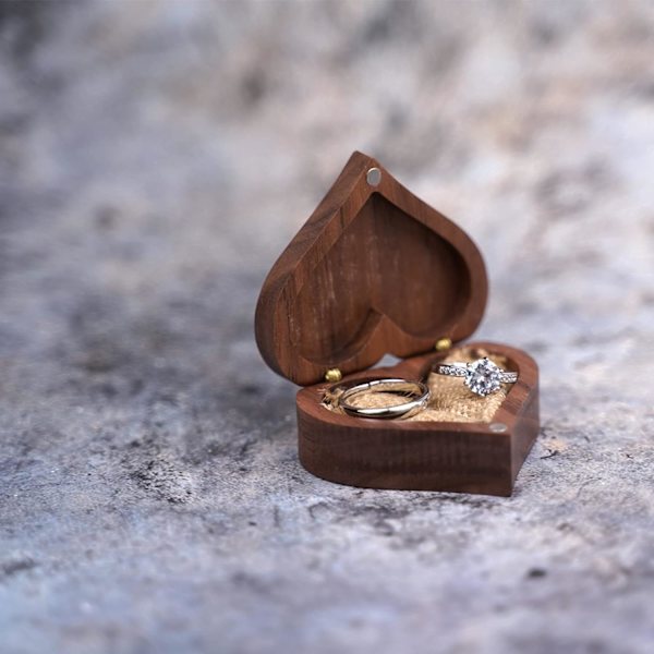 Ring Box, Bröllopsring Box, Träbox för Vigselringar, Ring Bo
