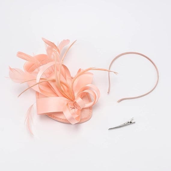 Samppanja - Tiara Hat Ribbon Feather Clip Tiara Cocktail Tea Part