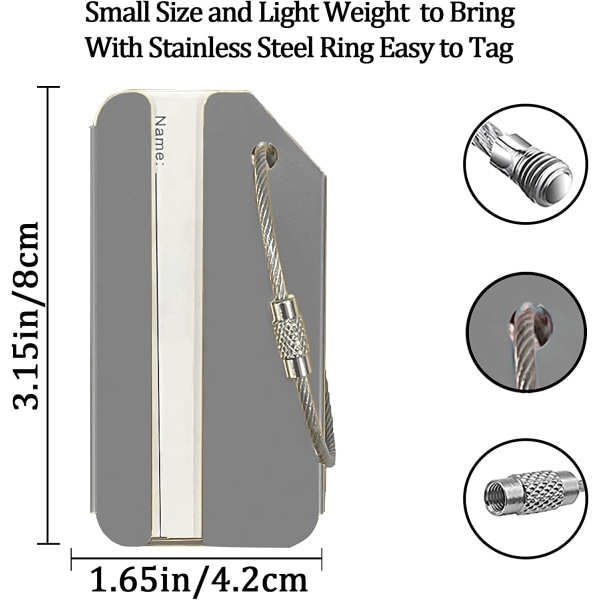 2-pack (silver) resväska i aluminium med ID-kort, Brightly Co