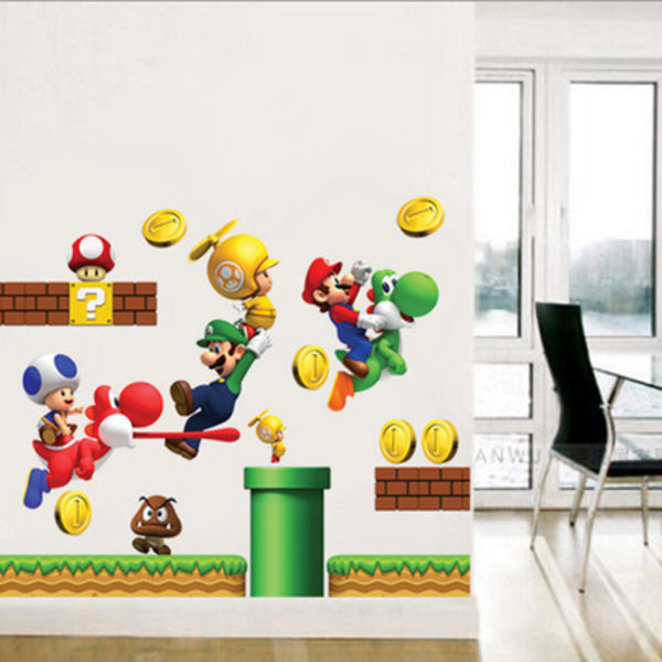 2-pack för Nintendo New Super Mario Bros Bygg en scen Skala och klistra väggdekaler Sovrumsdekor Klistermärke Super Mario-klistermärke