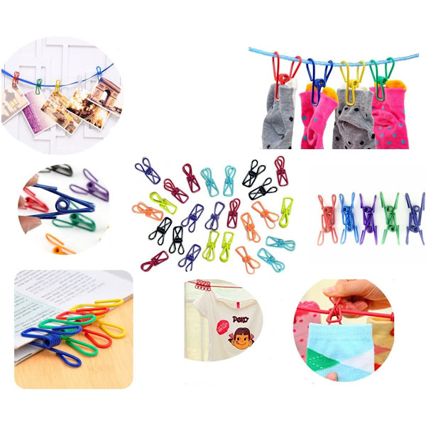 Chip Clips, 30 stk. 2 tommer 10 forskellige tilfældige farver Utility Met