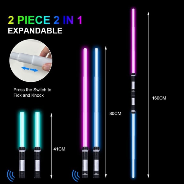 2-delad LED-ljusabelsats, ljus och ljud 2 i 1 lysande ljus