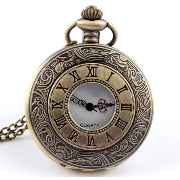 Graverad vintage kvartsfickur, silver version 2 stycken, s