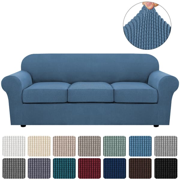 4-delers Sofadeksel for 3-seters Sofa, Sofa Trekk Myk Sofa Deksel (Støvblå)