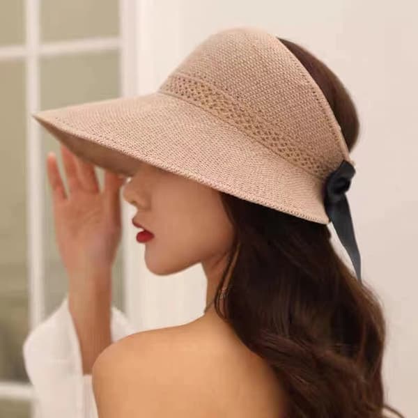 Sort-Strå Hat Kvindernes Strand Foldbar Sol Cap Store Dame Floppy A