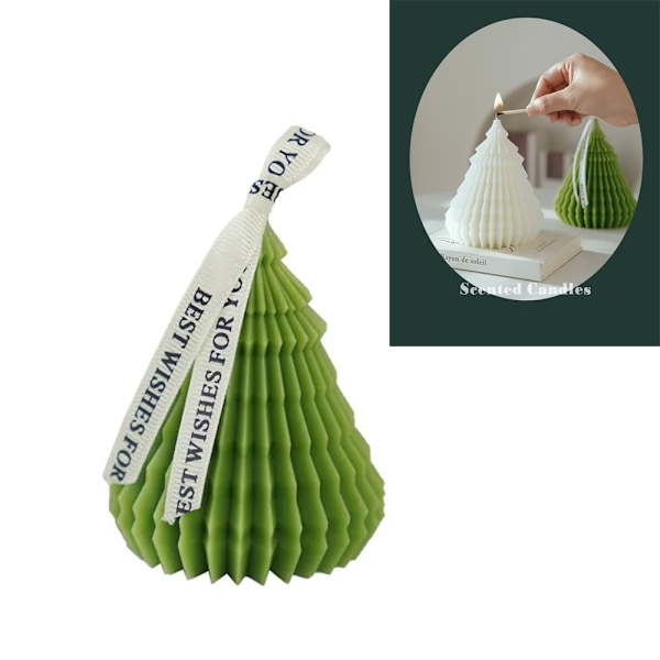 Duftlys med juletre-duft - grønn - 1 stk