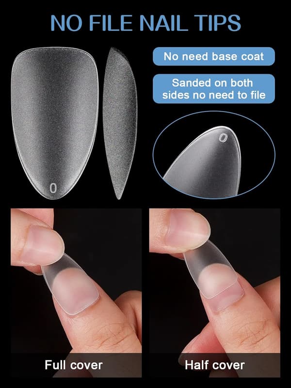 Bløde Gel Negletips, 240 stk. 15 Størrelse Fuld Matte Fuld Dækning Negletips Forbuffede Korte Tips