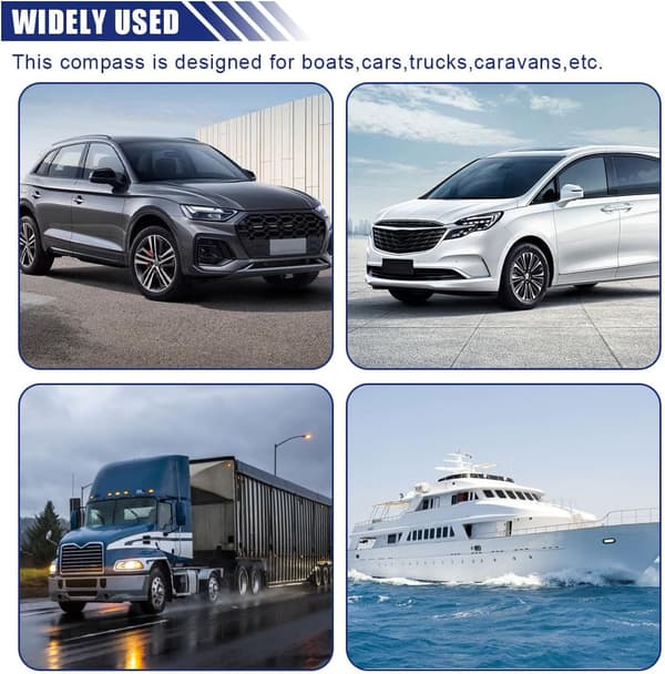 Autokompassi, ajoneuvokompassi kaltevuusmittarilla, yleiskompassi autoon, veneeseen, kuorma-autoon
