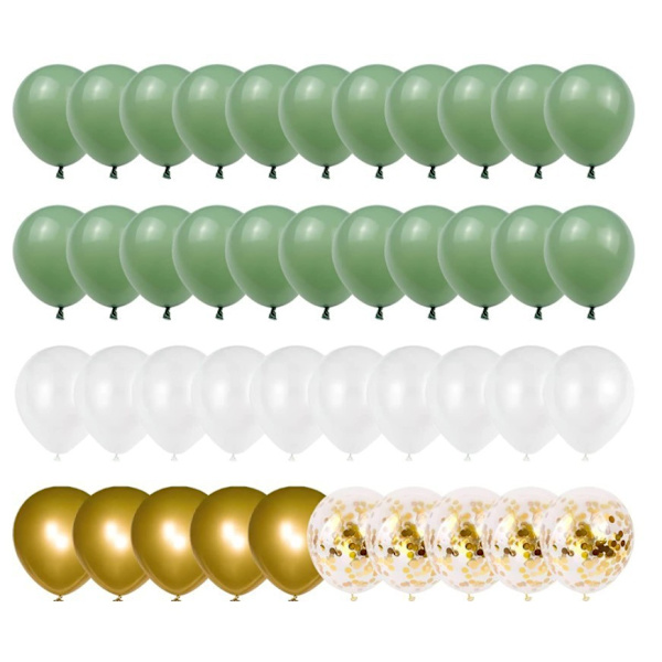 Grøn og guld ballon 50 stk. 30 cm fødselsdagsfest dekoration Oliv