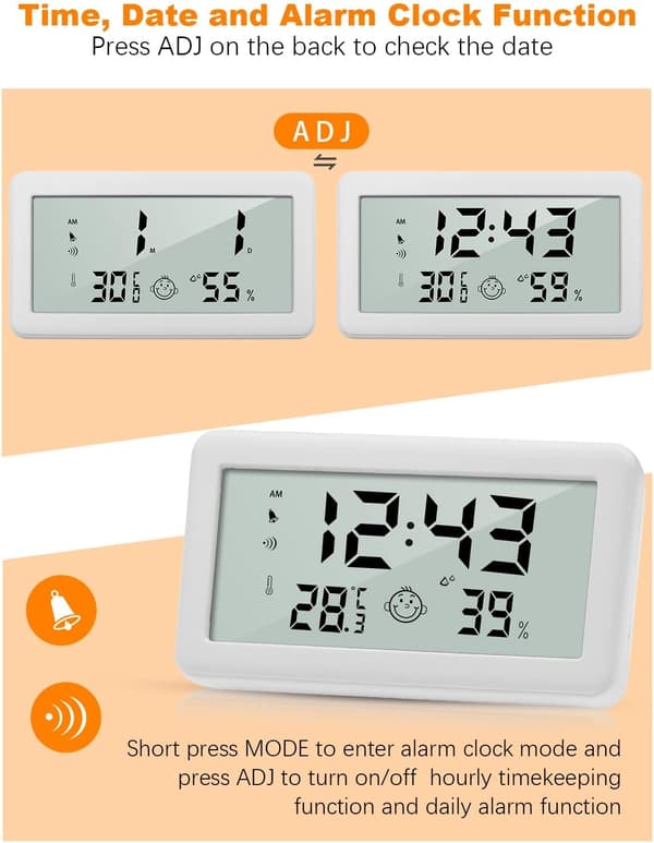 Multifunktion Termometer Hygrometer Alarmur, Digitalt Ur