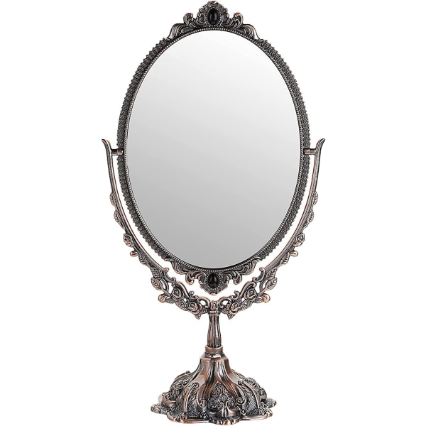 Sminkspegel Vintage dekorativ spegel Oval och dubbelsidig Mi