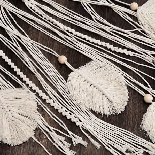 Stor drömfångare Macrame Boho väggdekoration vävd fjäder