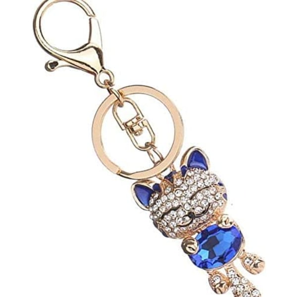 Lovely Cat Rhinestone Keychain Key Chains Girls Bag Crystal Pend