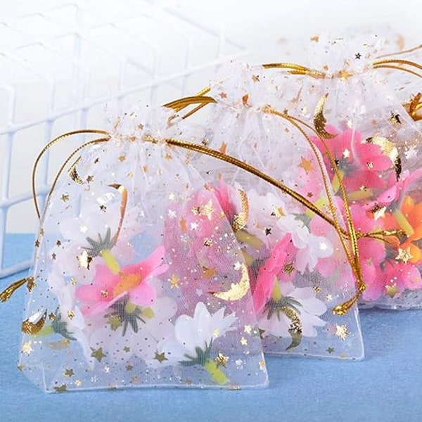 100 kpl organza-pussia (9 x 12 cm) sokeripussi korupussi karkkipussi