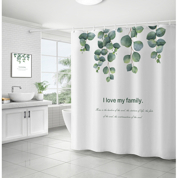 (180x180cm) Plante Blomster Vandtæt Polyester Bruseforhæng E
