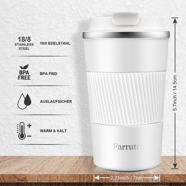 Kuumajuomapullo - 380 ml - Ruostumaton teräs vuototiivis eristys