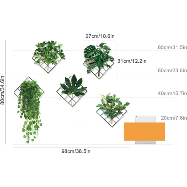 Grønne planter gitter vegg klistremerker dekorative klistremerker, grønne blader