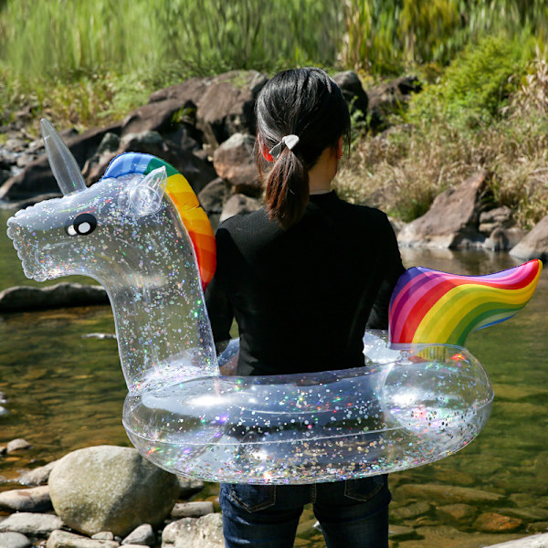 (Färg: Unicorn, Storlek: 90cm) All Sequins Transparent Unicorn Swi