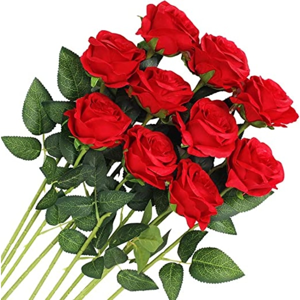 10 STK falsk kunstig rosesilkeblomstbuket til bryllupsindretning