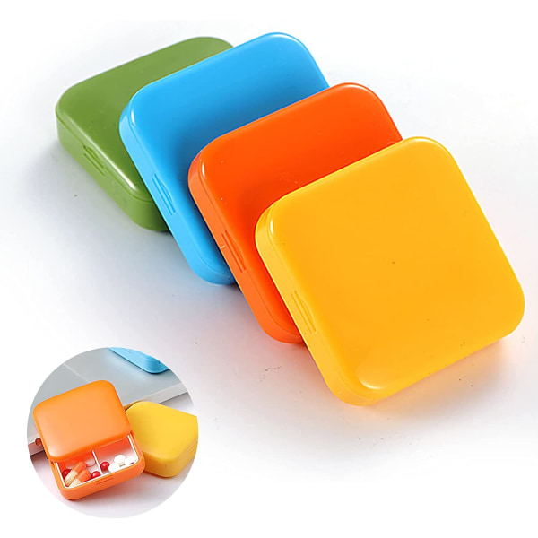 4 Pieces Daily Pocket Pill Box, Portable Pill Box for Travel and