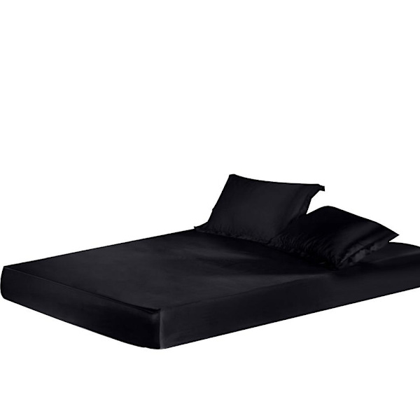 Satin Silk Fitted Sheet Deep Pocket Bed Flat Sheet Set Bedding 3