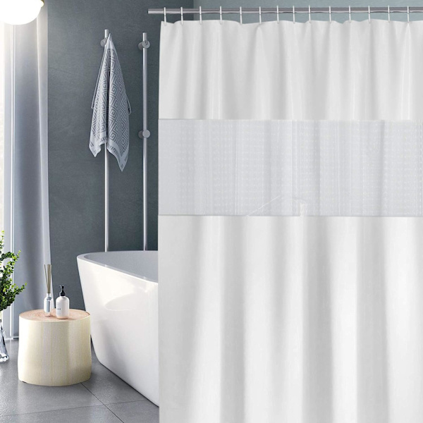 Bruseforhæng 180x180cm Vandtæt Semi-Transparent EVA Badeforhæng til Badeværelse - Hvid I