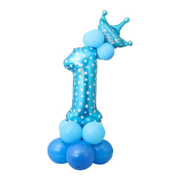 32 tommer (blåt nummer 1) Kæmpe tal balloner, folie Helium Numbe