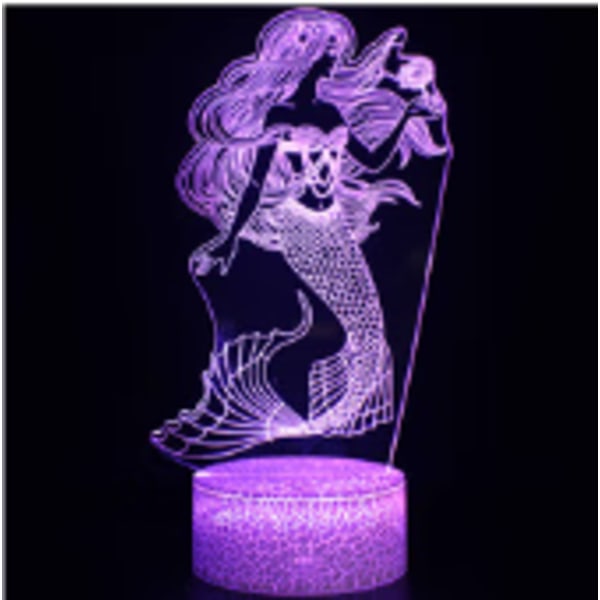 Mermaid Princess Night Light for Kids, 3D Illusion Lamp LED Light