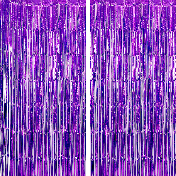 2 kappaletta XtraLarge Purple Foil Fringe -verho, 8 x 3,28 jalkaa | P