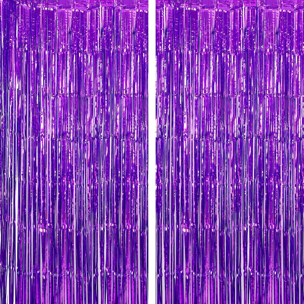 2 stykker XtraLarge lilla folie frynsergardin, 8 x 3,28 fod | P