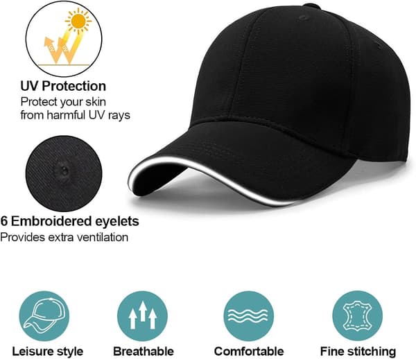 Baseball Cap, Unisex Justerbar Panel Solhat, Golf Caps Sport