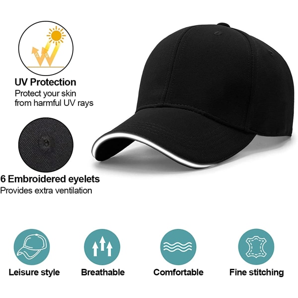 Baseball Cap, Unisex Justerbar Panel Solhatt, Golf Caps Sports