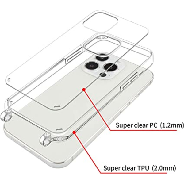 Nupcknn Kaulakoru Kotelo iPhone 13 Prolle, Läpinäkyvä Kotelo