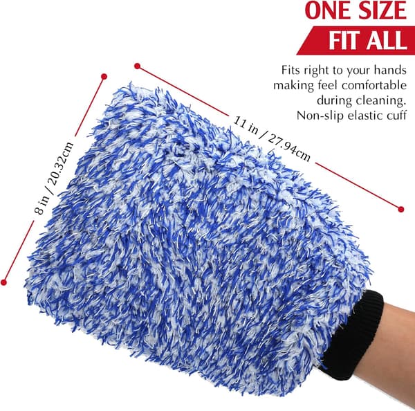 Bilvaskhanske, 2-pakning Premium Cyclone Mikrofiber Bilvaskhanske (Blå)