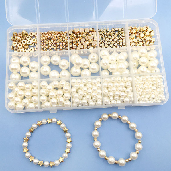 720 stk hvide runde perler 4/6/8/10/12 mm runde glasperler med 5 S