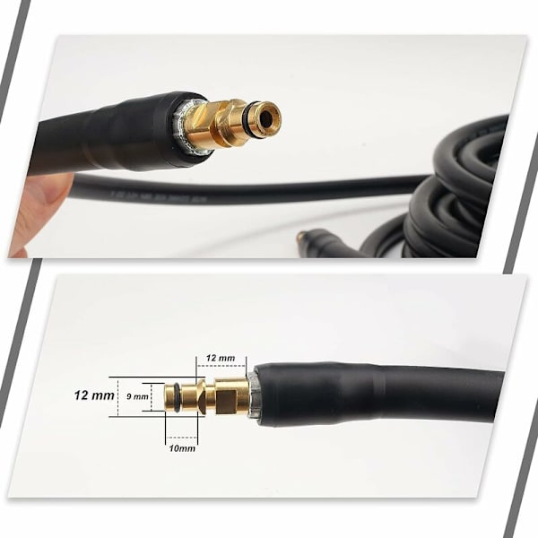 6m udskiftningsslange til højtryksrenser til Karcher K-serie K2, K3, K4, K5, K7, Click Plug Quick Connector
