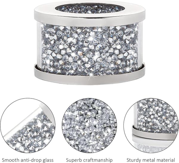 (Sølv, 4 stk.) Rhinestone Metal Servietringe Blanke Rhinestone Na