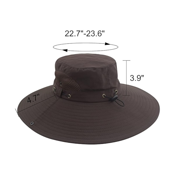 Solhatt Anti-UV UPF 50+ Utomhus Fiskehatt Bred Brätte Fiske (Brun) E
