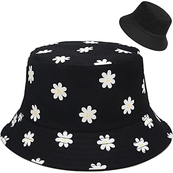 Reversibel Bucket Hat Fiskeri Solhat til Kvinder Piger，Daisy