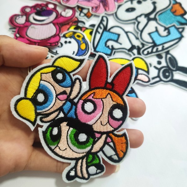 11 stk Cartoon Anime Powerpuff Girls Broderi Cloth Stickers Cl