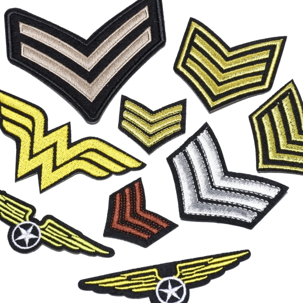 9 Broderade Armé Patch - Sergeant Rank - Sy På Axel