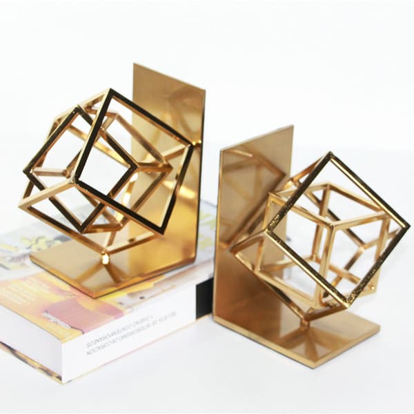 Geometrisk kubjärnsskulptur - Minimalistisk staty prydnader Cent