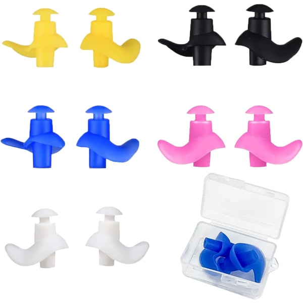 5 Pairs Swimming Ear Plug, Reusable Silicone Waterproof Earplugs