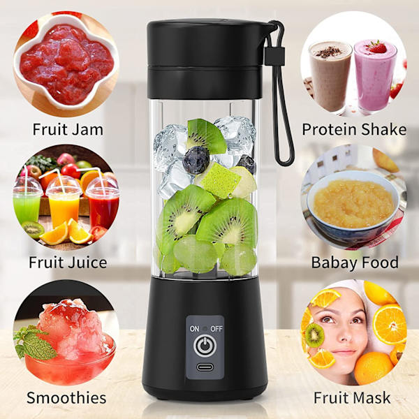 380ml Mini Bærbar Blender med Seks Blader, Personlig Størrelse