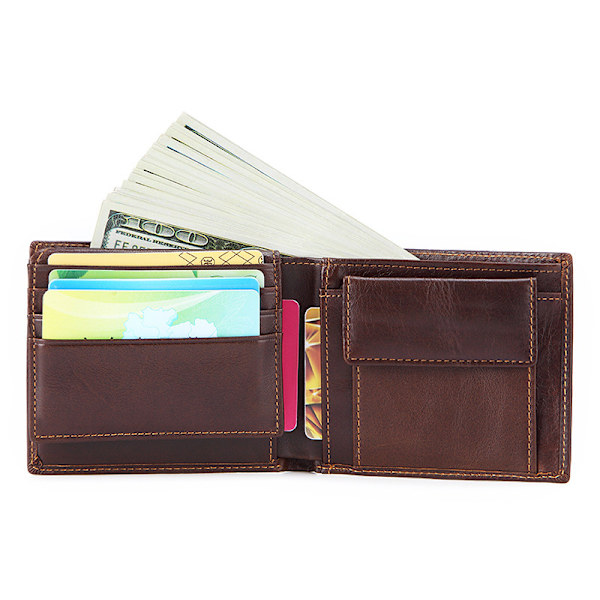 Lærpung for menn og kvinner - Flat Design-men's wallet（Brow