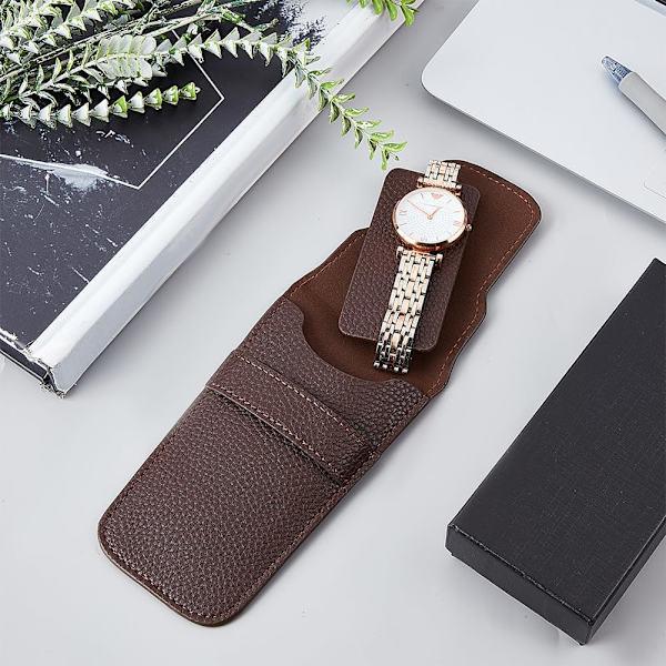 Bärbar klockorganisatör presentpåse unisex enkel fog konstläder