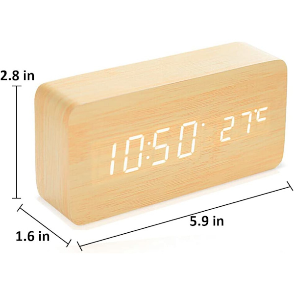 Trädigitalklocka - Multifunktionell LED-väckarklocka med tid/D