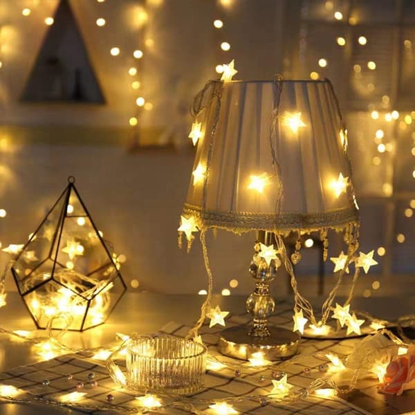 Ljusslinga, 5 m, 40 vita LED-lampor, för sovrum, fest, bröllop, I